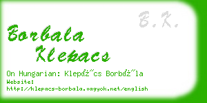 borbala klepacs business card
